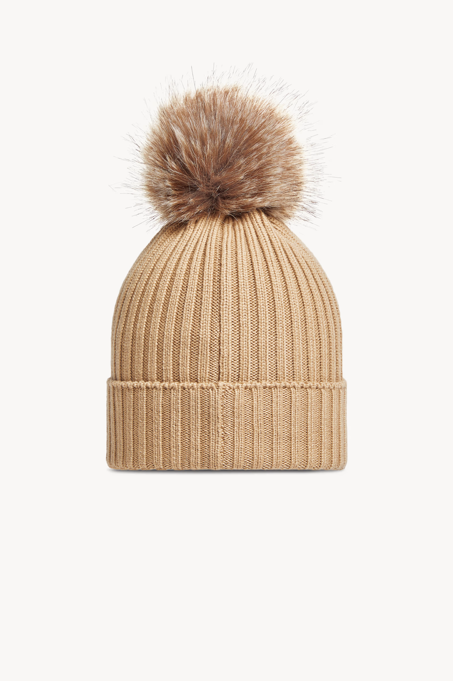 Wool Beanie with Pom Pom Girl Beige Moncler 3